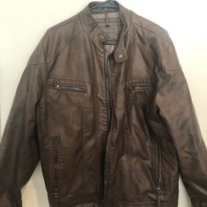 Calvin Klein Faux Leather Jacker Brown